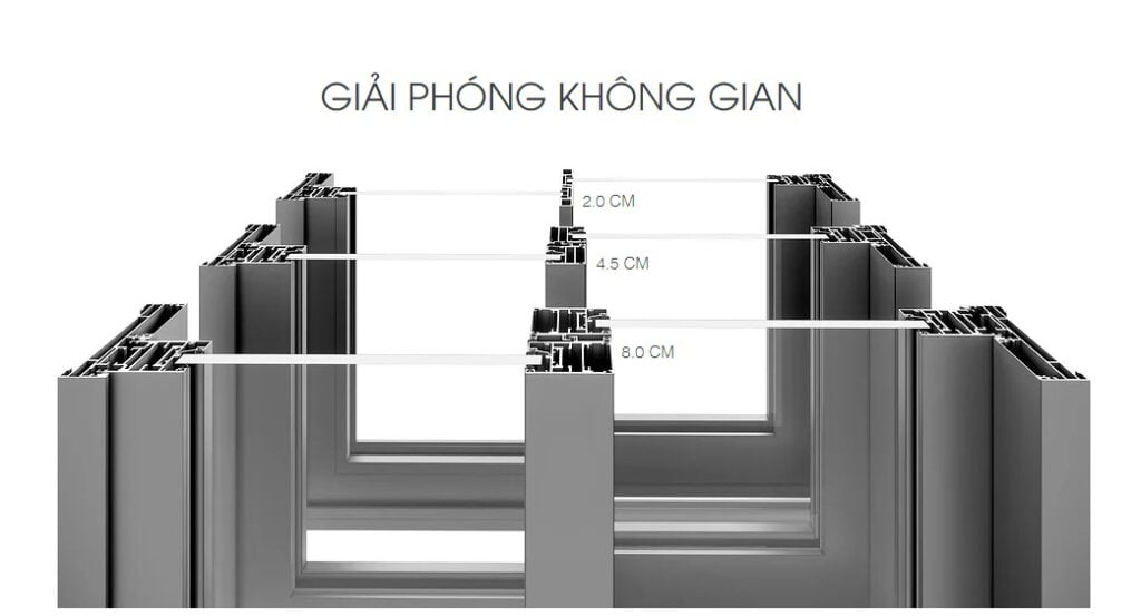 Hệ khung nhôm chắc chắn, đa dạng phù hợp sở thích cá nhân của gia chủ